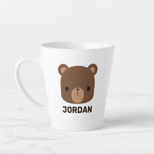 Cute Little Brown Bear with Personalised Name Latte Mug