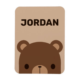Cute Little Brown Bear with Personalised Name Magnet