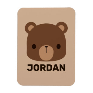 Cute Little Brown Bear with Personalised Name Magnet