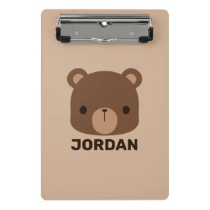 Cute Little Brown Bear with Personalised Name Mini Clipboard