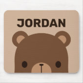 Cute Little Brown Bear with Personalised Name Mouse Pad (Front)