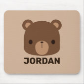 Cute Little Brown Bear with Personalised Name Mouse Pad (Front)