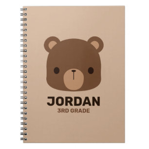 Cute Little Brown Bear with Personalised Name Note Notebook