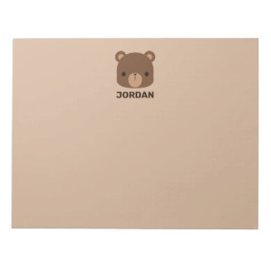 Cute Little Brown Bear with Personalised Name Notepad