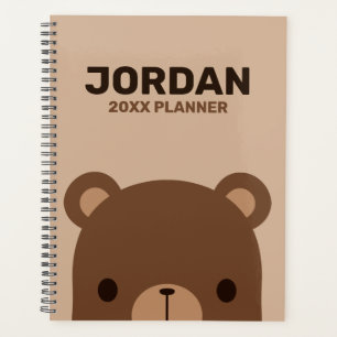 Cute Little Brown Bear with Personalised Name Plan Planner