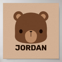 Cute Little Brown Bear with Personalised Name Post