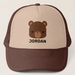 Cute Little Brown Bear with Personalised Name Trucker Hat