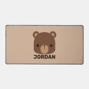 Cute Little Brown Bear with Personalized Name Desk Mat