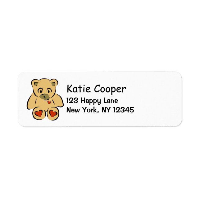 Cute little Brown Teddy Bear Stuffy Return Address Label (Front)