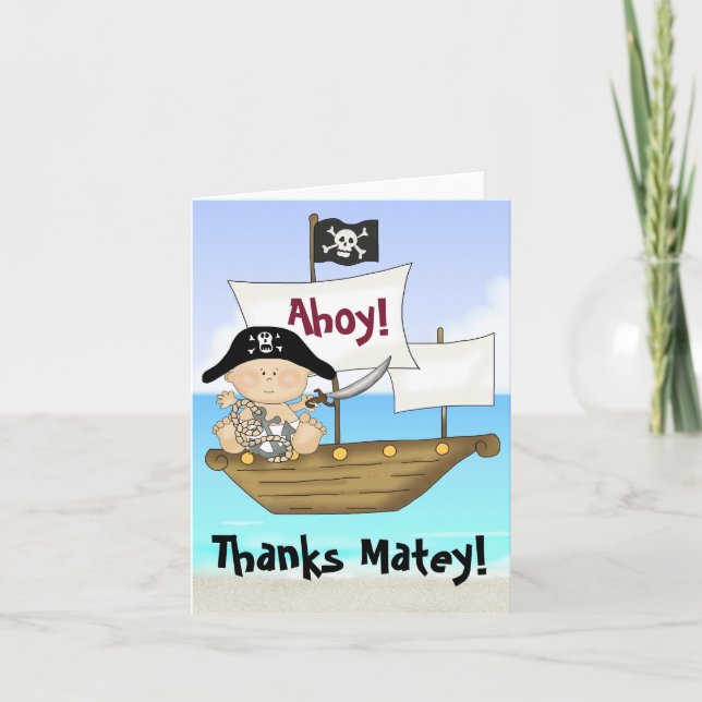 Cute Little Buccaneer Baby Boy Pirate Thank You (Front)