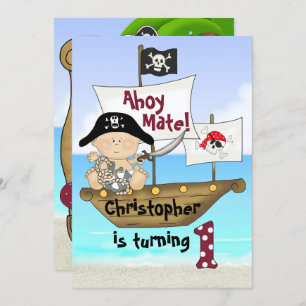 Cute Little Buccaneer ~ Pirate 1st Birthday Invitation