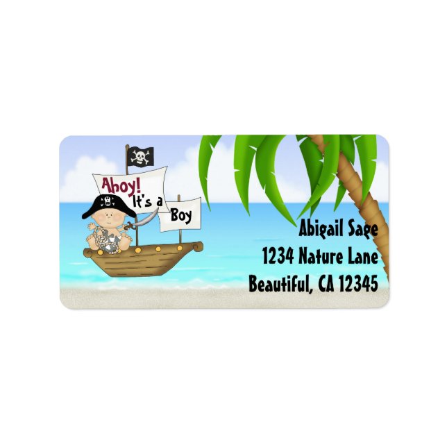 Cute Little Buccaneer Pirate Baby Shower Address Label (Front)