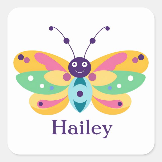 Cute little bug square sticker (Front)