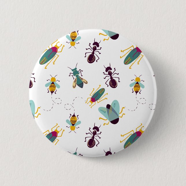 cute little bugs insects 6 cm round badge (Front)