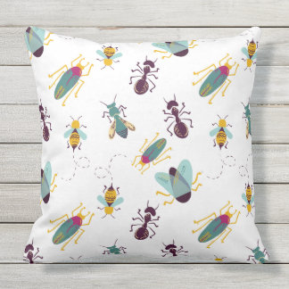 cute little bugs insects outdoor pillow