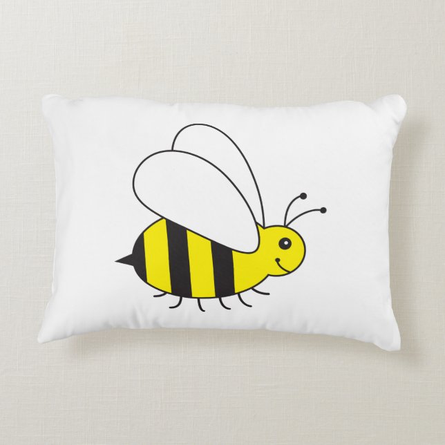 Cute Little Bumble Bee Cartoon Decorative Cushion (Back)