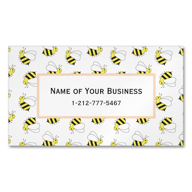 Cute Little Bumble Bee Pattern Magnetic Business Card (Front)
