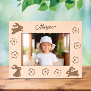 Cute Little Bunnies and Flowers 7x5 Etched Frames