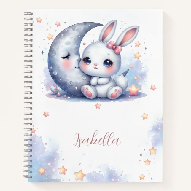 cute little bunny and the moon  notebook (Front)
