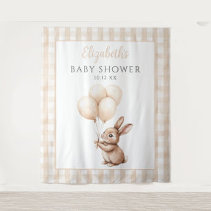 Cute Little Bunny Baby Shower Photo Backdrop Tapestry