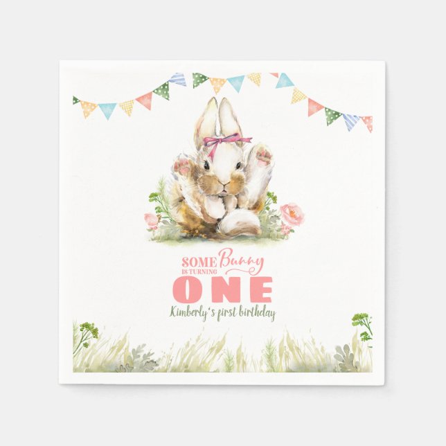 Cute Little Bunny Birthday Napkin (Front)