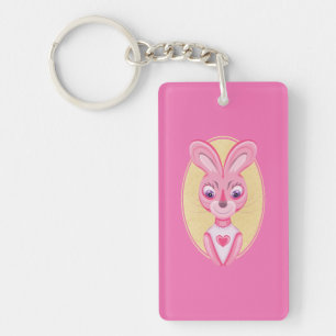 Cute little bunny girl cartoon key ring