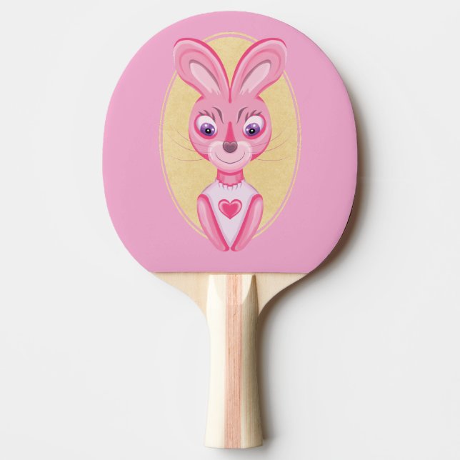 Cute little bunny girl cartoon  ping pong paddle (Front)