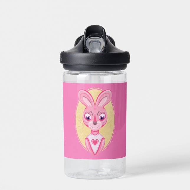 Cute little bunny girl cartoon  water bottle (Front)