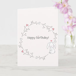Cute Little Bunny - Happy Birthday Card