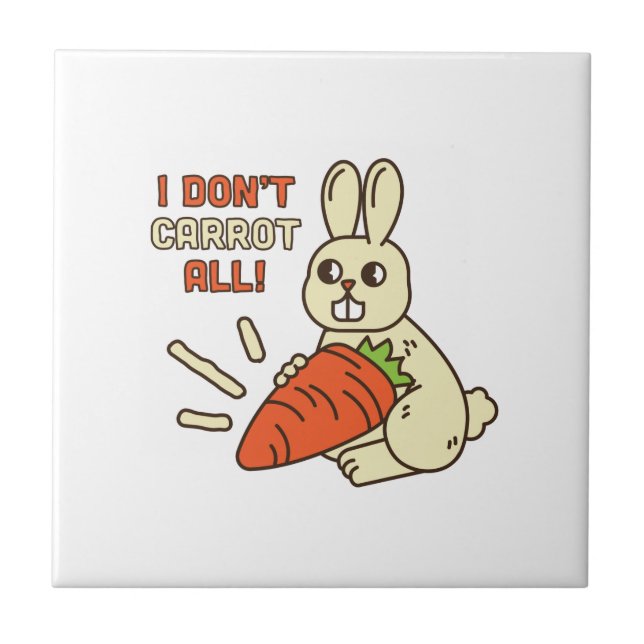 Cute Little Bunny Holding Its Carrot Ceramic Tile (Front)