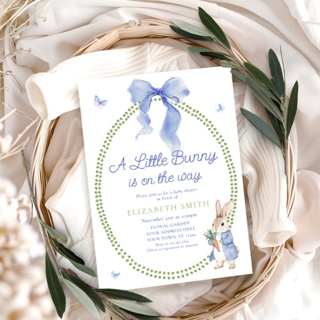 Cute Little Bunny Is On The Way Baby Shower Invitation (Creator Uploaded)