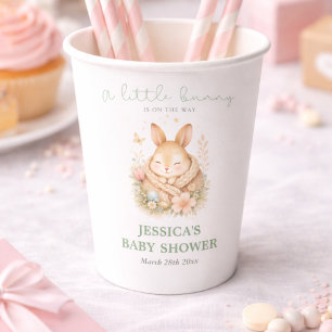 Cute Little Bunny On Its Way Baby Shower Paper Cups