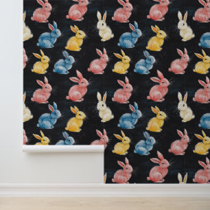 Cute Little Bunny Pattern Chalk Drawing Wallpaper