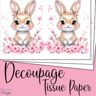 Cute little bunny pink blossoms tissue paper