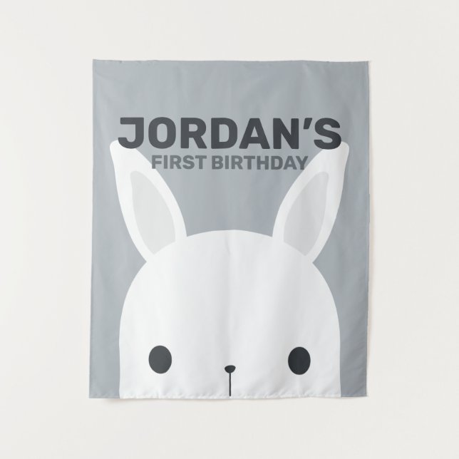 Cute Little Bunny Rabbit Birthday Tapestry (Front)