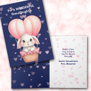 Cute Little Bunny Rabbit Heart Balloon Valentine Holiday Card