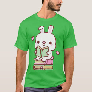 Cute Little Bunny Rabbit Loves To Read Books T-Shirt