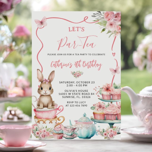 Cute Little Bunny Rabbit Tea Party Birthday  Invitation (Creator Uploaded)