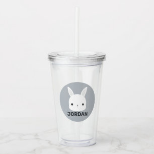 Cute Little Bunny Rabbit with Personalised Name Acrylic Tumbler
