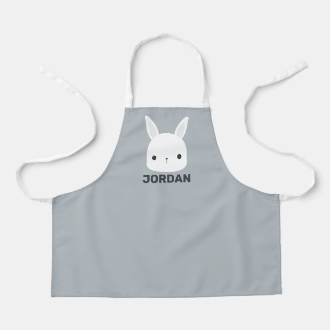 Cute Little Bunny Rabbit with Personalised Name Apron (Front)