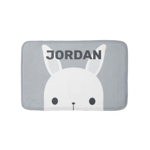 Cute Little Bunny Rabbit with Personalised Name Bath Mat