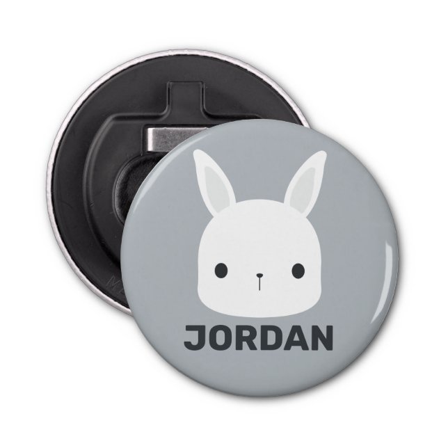 Cute Little Bunny Rabbit with Personalised Name Bottle Opener (Front)