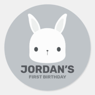 Cute Little Bunny Rabbit with Personalised Name Classic Round Sticker