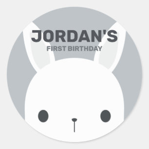 Cute Little Bunny Rabbit with Personalised Name Classic Round Sticker