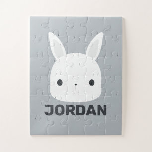 Cute Little Bunny Rabbit with Personalised Name Jigsaw Puzzle