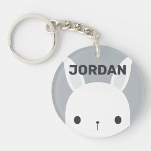 Cute Little Bunny Rabbit with Personalised Name Key Ring