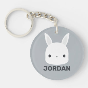 Cute Little Bunny Rabbit with Personalised Name Key Ring