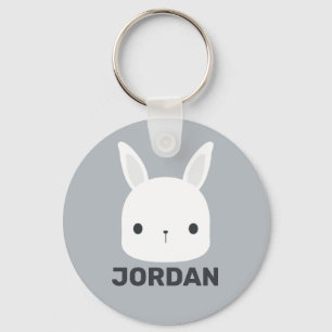 Cute Little Bunny Rabbit with Personalised Name Key Ring