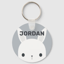 Cute Little Bunny Rabbit with Personalised Name Key Ring