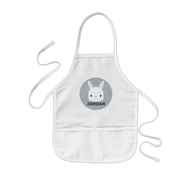 Cute Little Bunny Rabbit with Personalised Name  Kids Apron (Front)